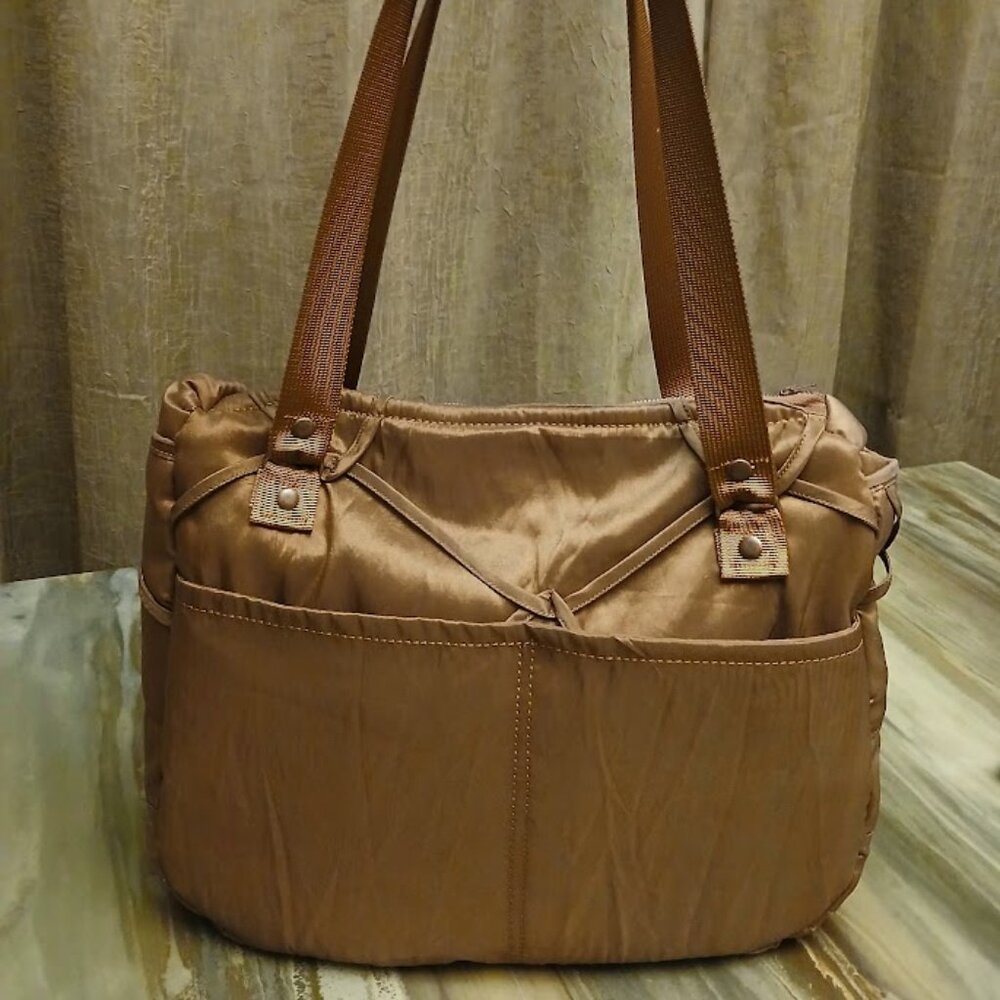 New Shiny Lux Modern Cage Shoulder Bag Purse Brassy Copper Tote Carryall Fashion